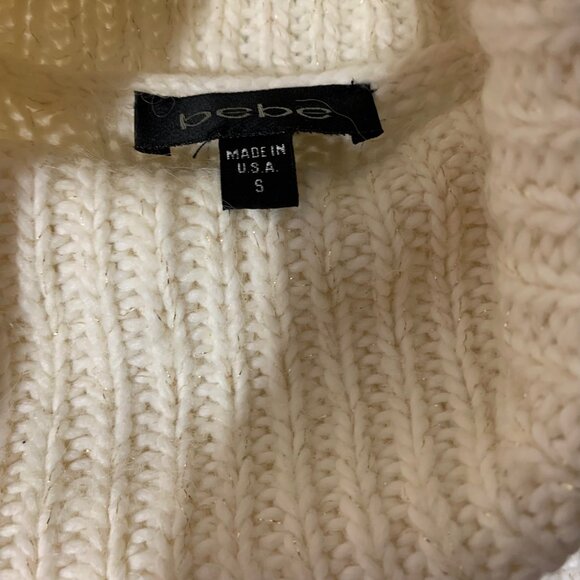 Bebe Tunic Sweater - Off White with Gold Sparkle - Women's S - Picture 2 of 3